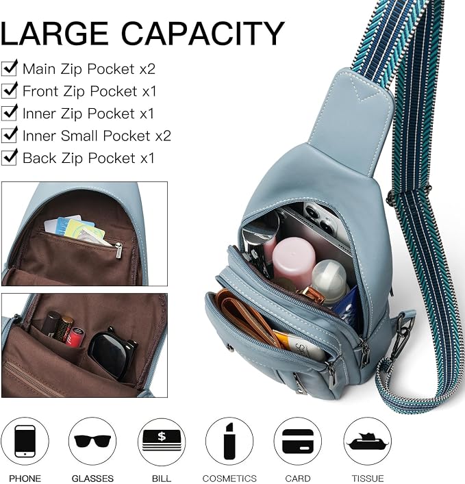 7L Sling Bag for Women Men Leather Small Sling Backpack Daypack Anti Theft - Image 3
