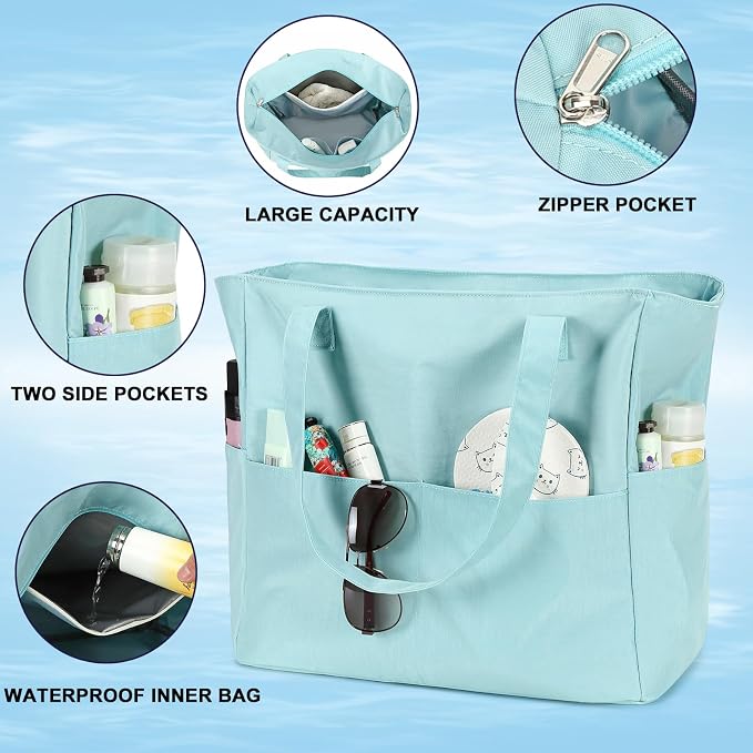 LEDAOU Beach Bag Waterproof Sandproof Women Tote Bag Pool Bag - Image 6