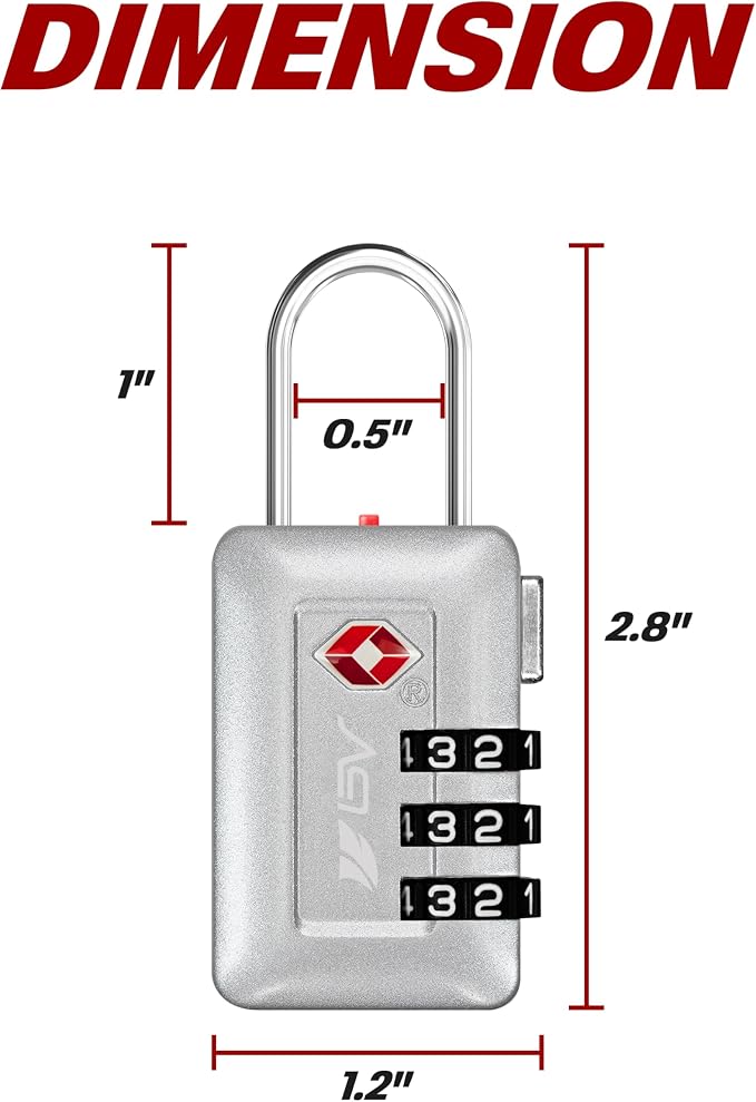 BV TSA Accepted Luggage Travel Lock, Set-Your-Own Combination Lock - Image 3