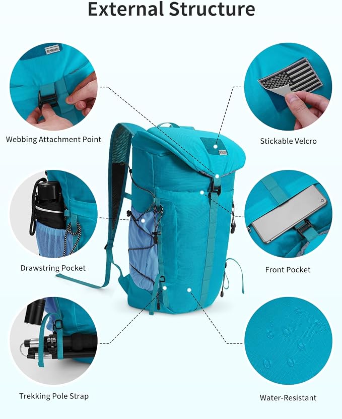 Blue Quartz Hiking Backpack 30L Lightweight Packable Backpack - Image 5