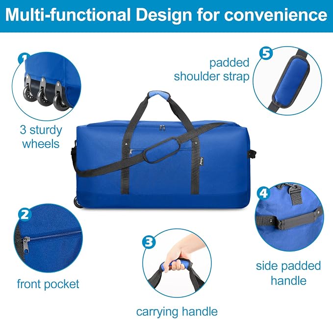 Finnhomy 120L Foldable Rolling Duffel Bag - Image 4
