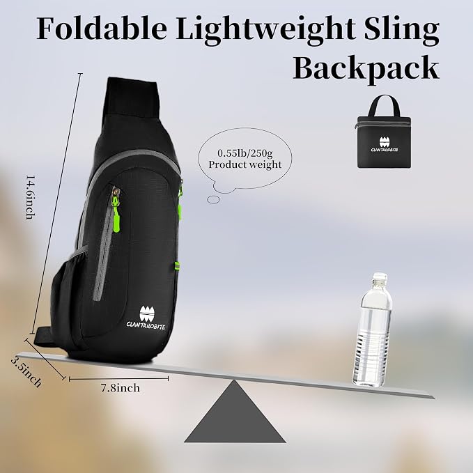Small Sling Backpack, Lightweight Crossbody Backpack, Foldable Cross Body Bag - Image 5