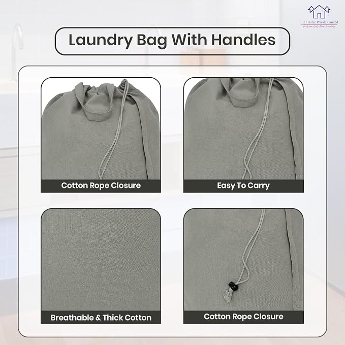 LFH Home Cotton Canvas Large Laundry Bag - Image 3