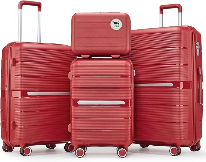 Campfun Luggage 4 Piece Sets, Expandable Carry On Luggage Set Hardshell PP by Campfun