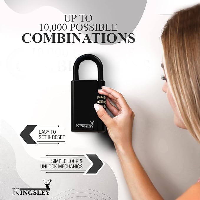 Kingsley Guard-a-Key Black Realtor's Lockbox Portable Resettable Hanging Key - Image 6