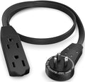 Maximm Cable 1 Ft 360° Rotating Flat Plug Extension Cord/Wire, 16 AWG Multi 3 by MaximmCable