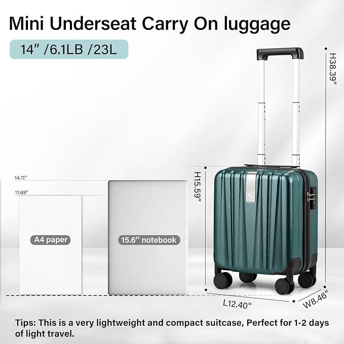 Hanke 14 Inch Underseat Carry On Luggage - Image 2