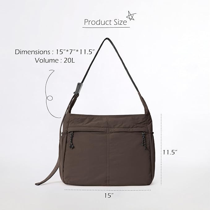 ODODOS 20L Crossbody Tote Bag Large Capacity Lightweight Hobo Shoulder Sling - Image 6