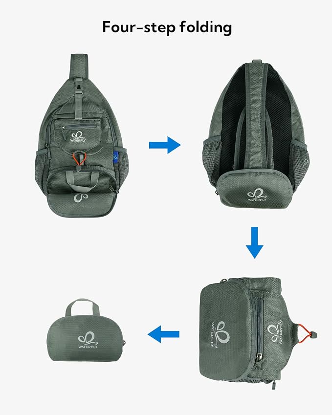 WATERFLY Packable Small Crossbody Sling Backpack Shoulder Chest Bag Daypack - Image 6