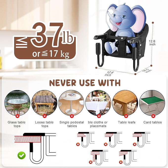 Hook-On High Chair for Babies Toddlers, Portable High Chair for Chairs at Table - Image 3