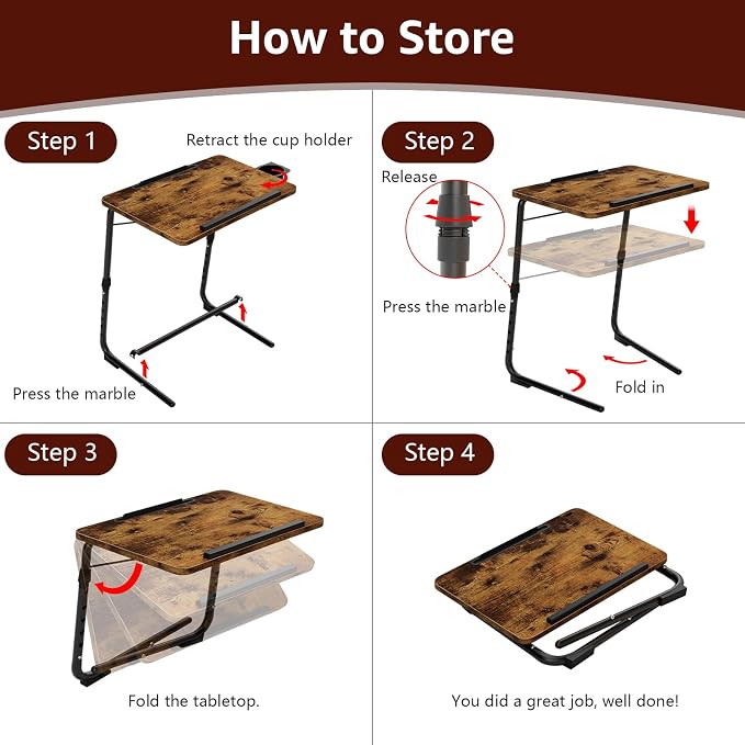 Folding TV Tray Adjustable Dinner - Image 7