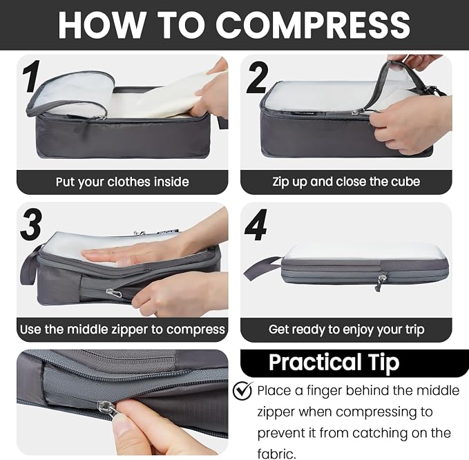 BAGAIL 6 Set Ultralight Compression Packing Cubes Packing Organizer - Image 4
