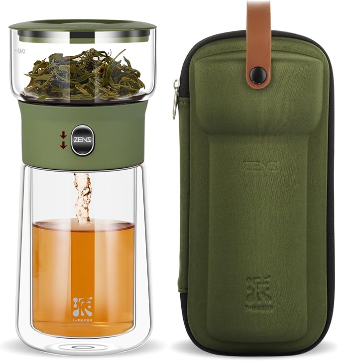 ZENS Modern Glass Infuser Teapot, Smart One Touch Tea Maker by ZENSLIFESTYLE