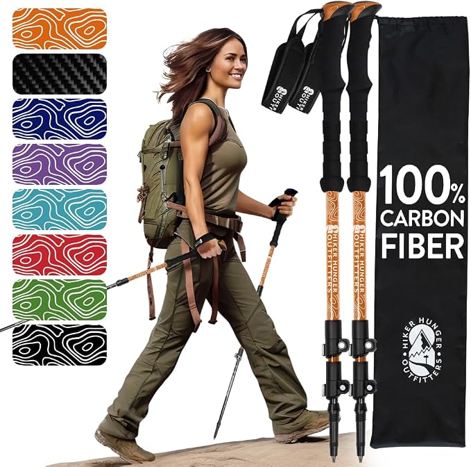 100% Carbon Fiber Trekking Poles by USA Brand by HikerHungerOutfitters