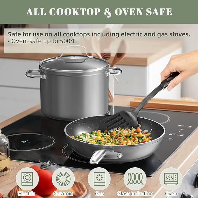 Nuwave Healthy Duralon Blue Ceramic Nonstick Coated 9pc Cookware Set, - Image 4