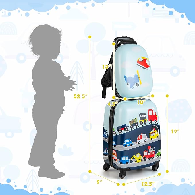 HONEY JOY Kids Luggage, Lightweight Toddler Girls Suitcase, Durable ABS - Image 8