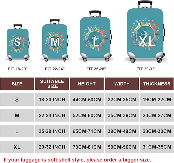 WUJIAONIAO Travel Luggage Cover Baggage Suitcase Cover Protector Skins 18-32 - Image 5