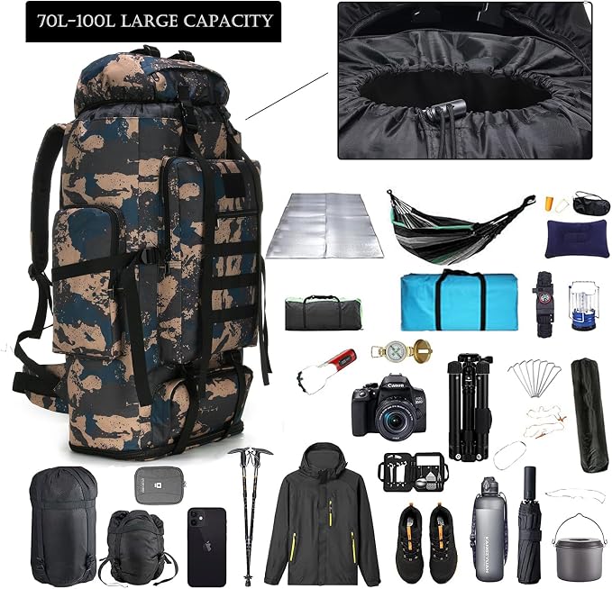 Hiking Backpack for Men 70L/100L Camping Backpack Military Rucksack Molle 3 - Image 4
