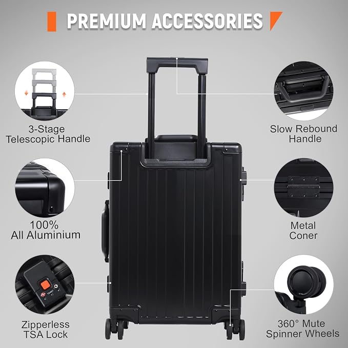 UrbanExplorer All Aluminum Carry On Luggage 22x14x9 Airline Approved Heavy Duty - Image 2