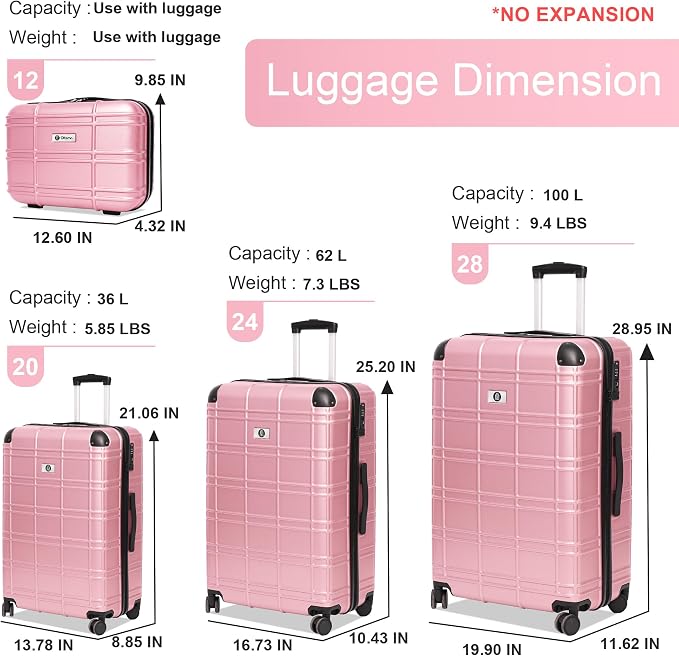 Luggage Sets 4 Piece, ABS PC Lightweight Suitcases - Image 6