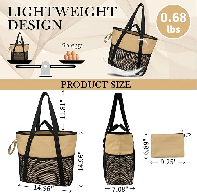 Beach Bag with Zipper - Image 3