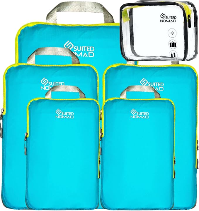 6 Set/3 Set Ultralight Compression Packing Cubes, Suitcase and Backpack Travel by SUITEDNOMAD
