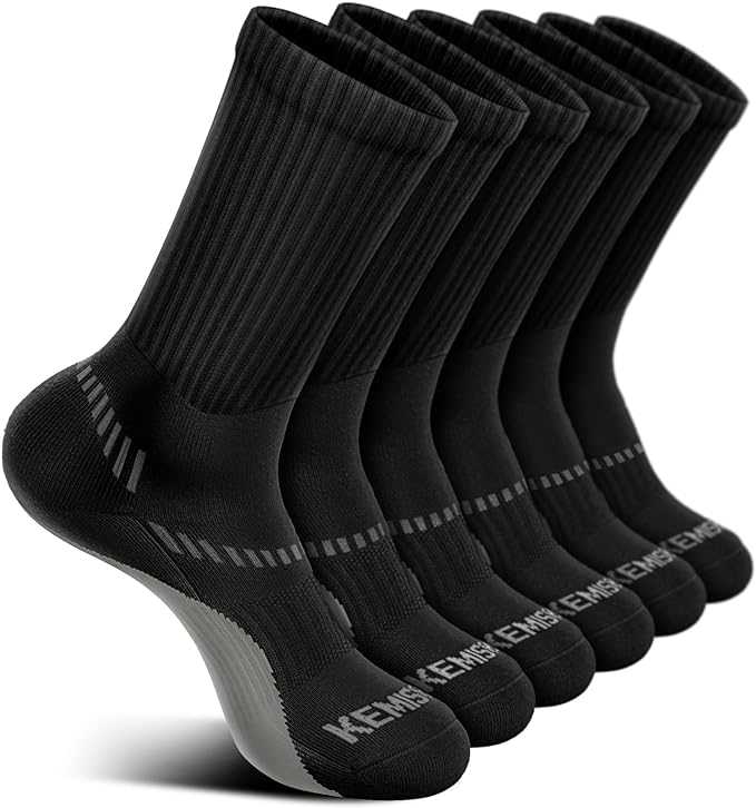 BULLIANT Compression Socks for Men 6Pairs, Athletic Crew Socks Cushioned For by BULLIANT