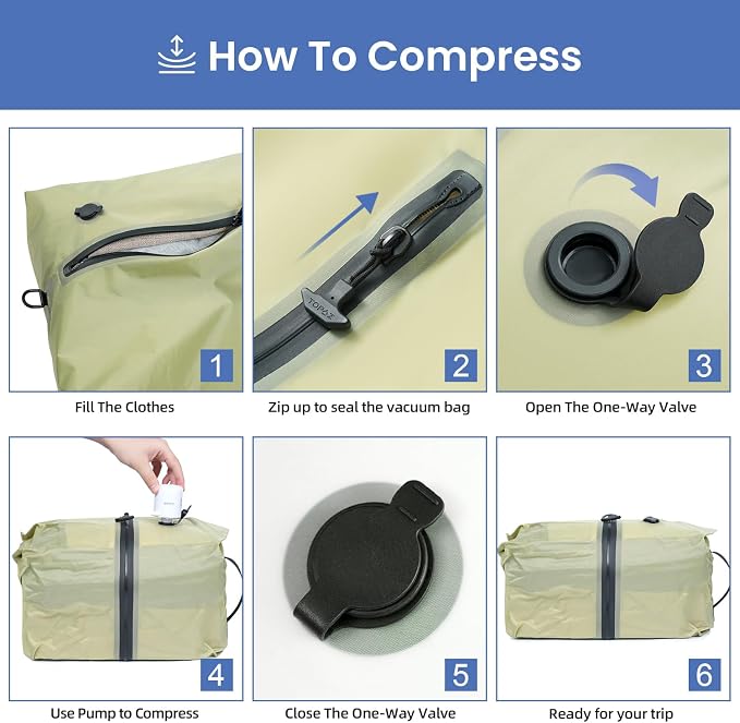 BAGAIL TPU Vacuum Bag for Travel, Reusable Compression Bag - Image 6