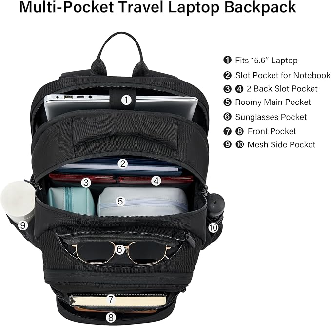 Hanke College Laptop Backpack Multi-Pocket, 18-Inch Large Travel Backpack - Image 2