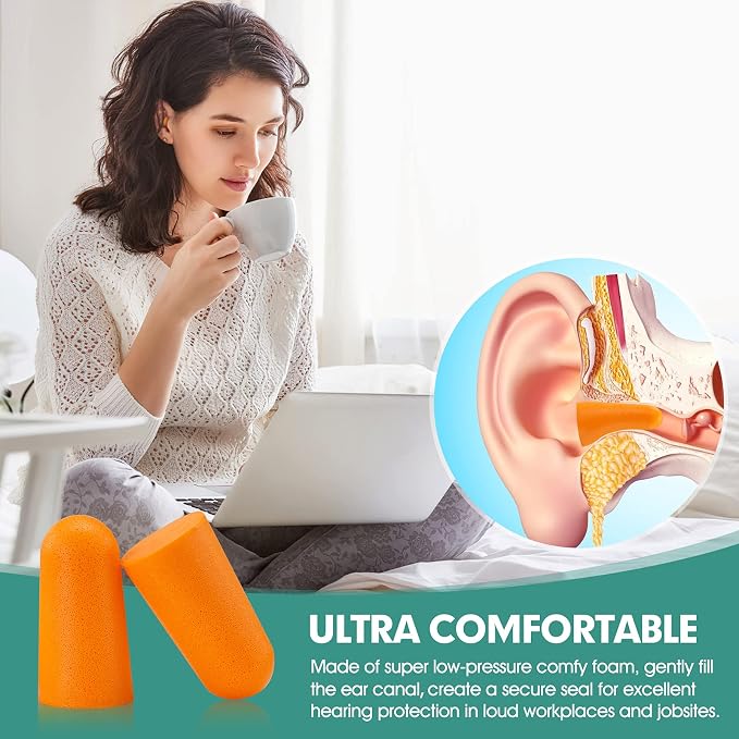 100 Pairs Earplugs for Noise Canceling Ear Plugs for Sleep Work Snoring Sound - Image 3