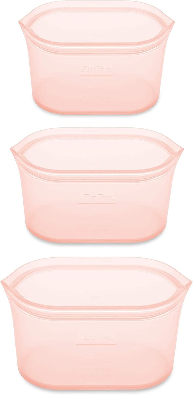 Zip Top Reusable Food Storage Bags | 3 Dish Set | Silicone Meal Prep Container - Image 2