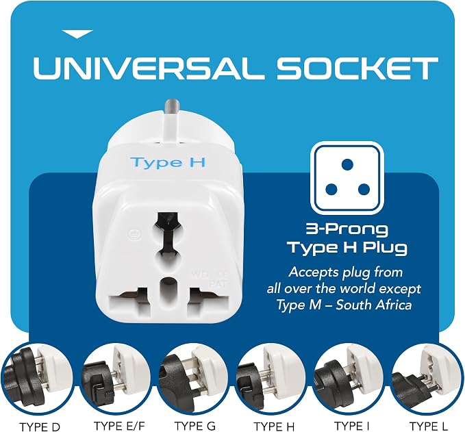 Ceptics Israel Power Adapter Travel Universal Plug, Works in Palestine - Image 3