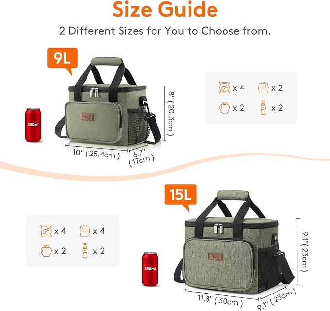 Lifewit Medium Lunch Bag Insulated Lunch Box Soft Cooler Cooling Tote - Image 3