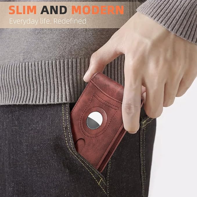 RUNBOX AirTag-Wallet-Mens-Slim-RFID Blocking Wallets Leather - Image 5