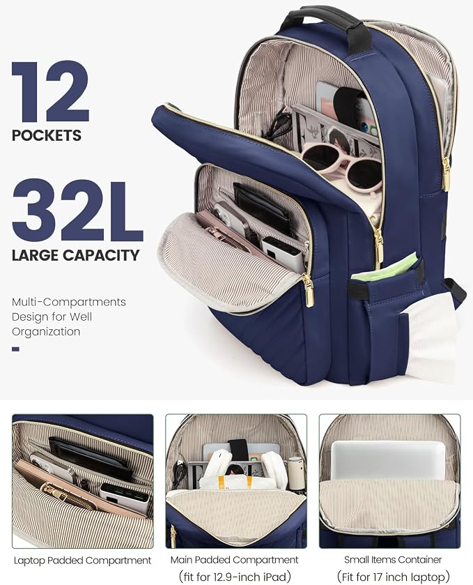 LOVEVOOK Laptop Backpack for Women, 17 Inch Large Capacity Travel Computer Work - Image 2
