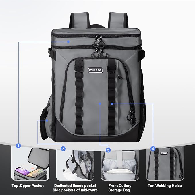Beach Cooler Backpack for Men 36cans Insulated Backpack Cooler Lunch Bag for - Image 4
