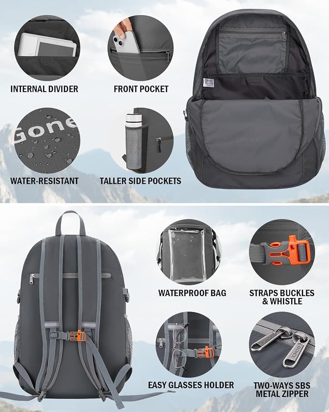 Gonex 30L Ultra Lightweight Packable Backpack, Handy Foldable Daypack - Image 4