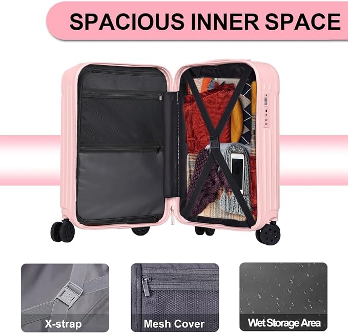 Krute 28 inch Luggage with Spinner Wheels Checked Suitcases with USB Port and - Image 6