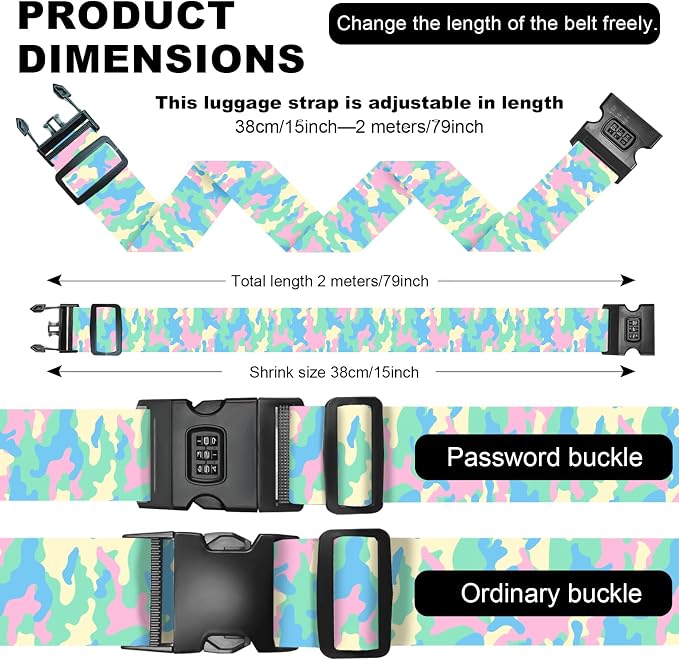 2 Pack Luggage Straps, Adjustable Cute Printing - Image 7