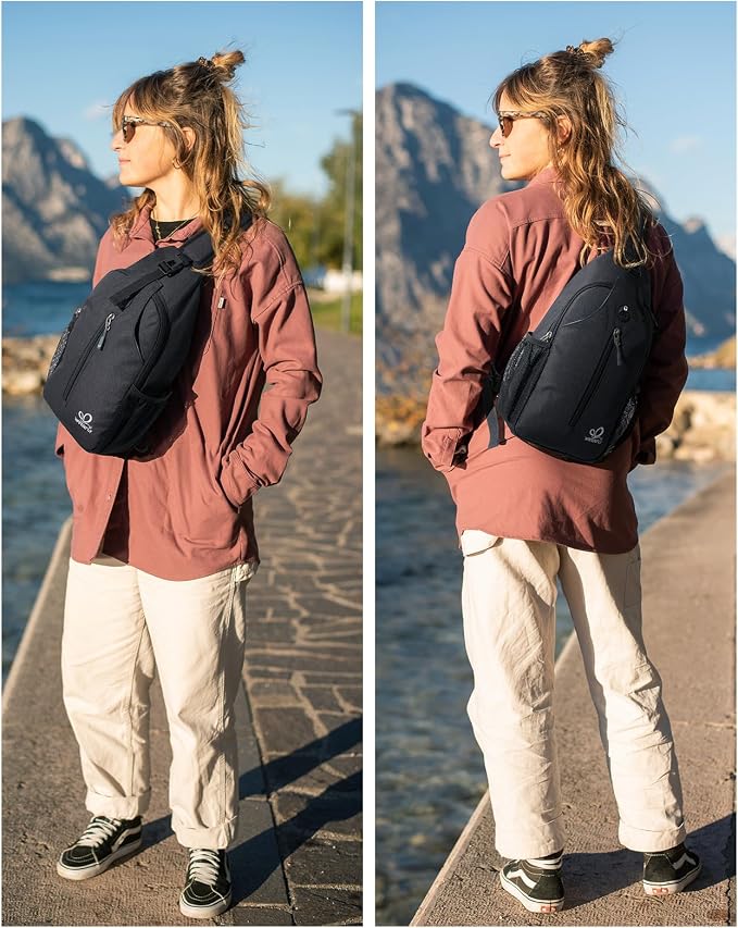 WATERFLY Crossbody Sling Backpack Sling Bag Travel Hiking Chest Bag Daypack - Image 7