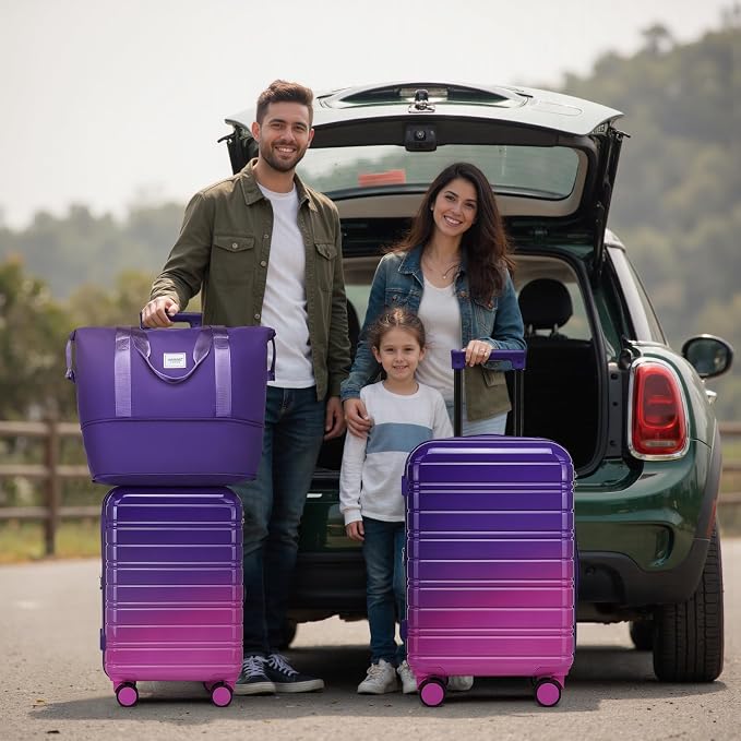 LARVENDER Luggage Sets 5 Piece Hardside Expandable Suitcase - Image 2