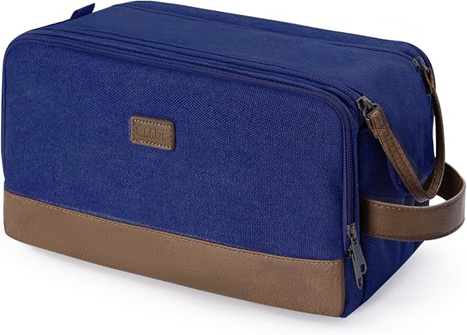 WANDF Toiletry Bag for Men Travel Toiletry Organizer Canvas and Leather Dopp by WANDF