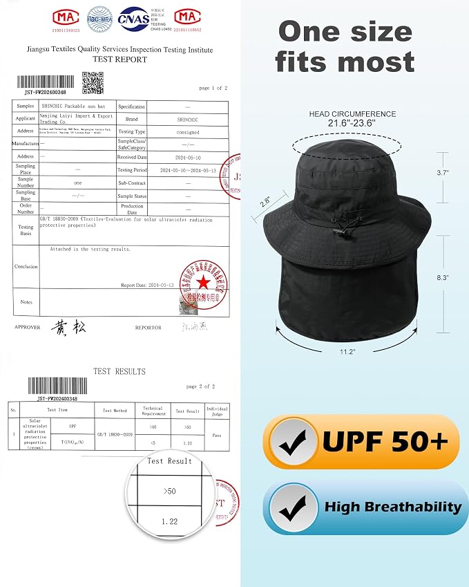 Water-Resistant Sun UPF 50+ Bucket Hat Protection Packable Brimmed Boonie - Image 3