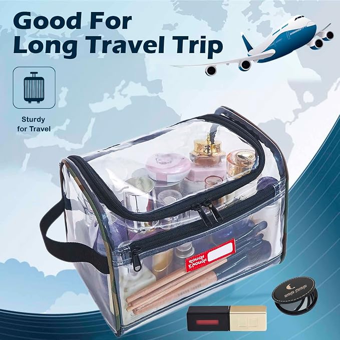 Rough Enough Clear Makeup Toiletry Bag Cosmetic Organizer Large Medicine Pouch - Image 2
