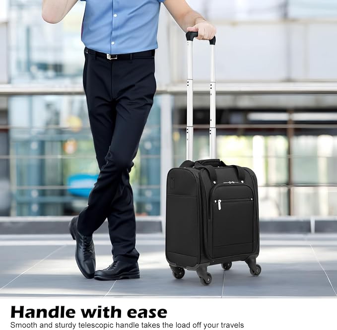 Coolife Underseat Carry On Luggage Softside Lightweight Rolling Travel Bag - Image 2