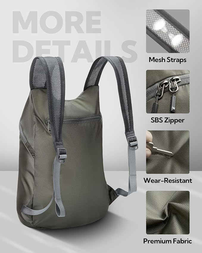 WATERFLY Foldable Lightweight Hiking Backpack: 15L Packable Traveling Daypack - Image 4