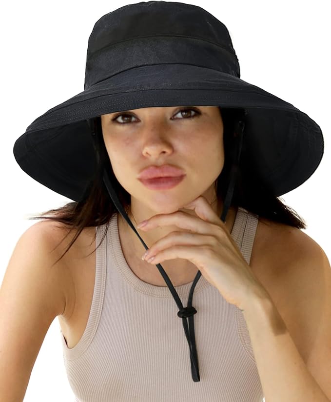 Sun Hats for Women Gardening Hat Wide Brim Ponytail Beach Sun Protection by Hatiis