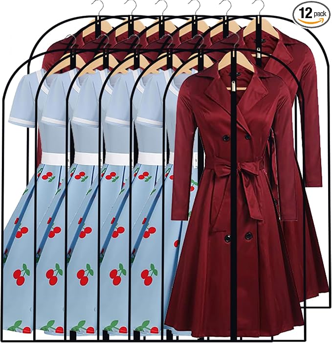 Garment Bags for Hanging Clothes 24'' x 48'' Coat Covers for Closet Foldable by UOUEHRA