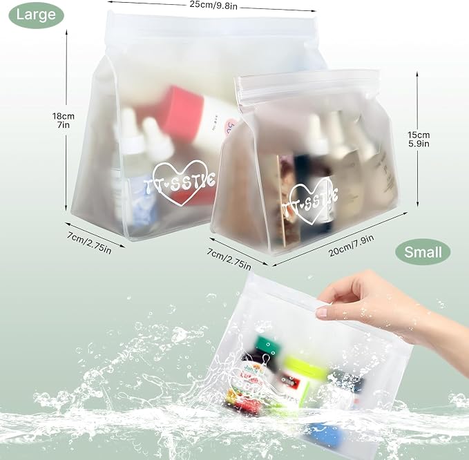 5 Pack Clear Toiletry bags, TSA Approved Quart Size Zipper Bags, PEVA Material - Image 2