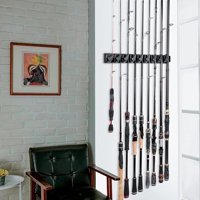 PLUSINNO 2 pack Vertical Fishing Rod rack, Wall Mounted Fishing Rod holder - Image 8